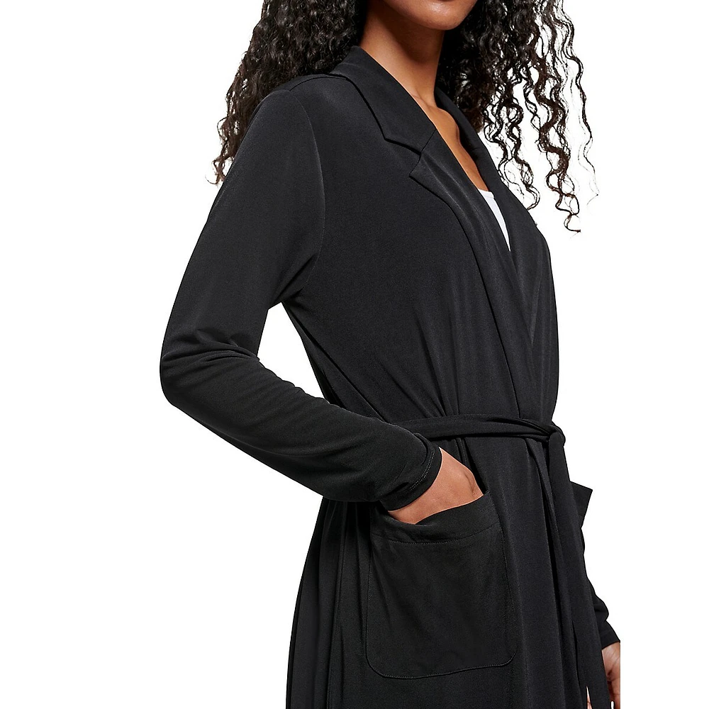 Belted Notch-Lapel Duster Cardigan