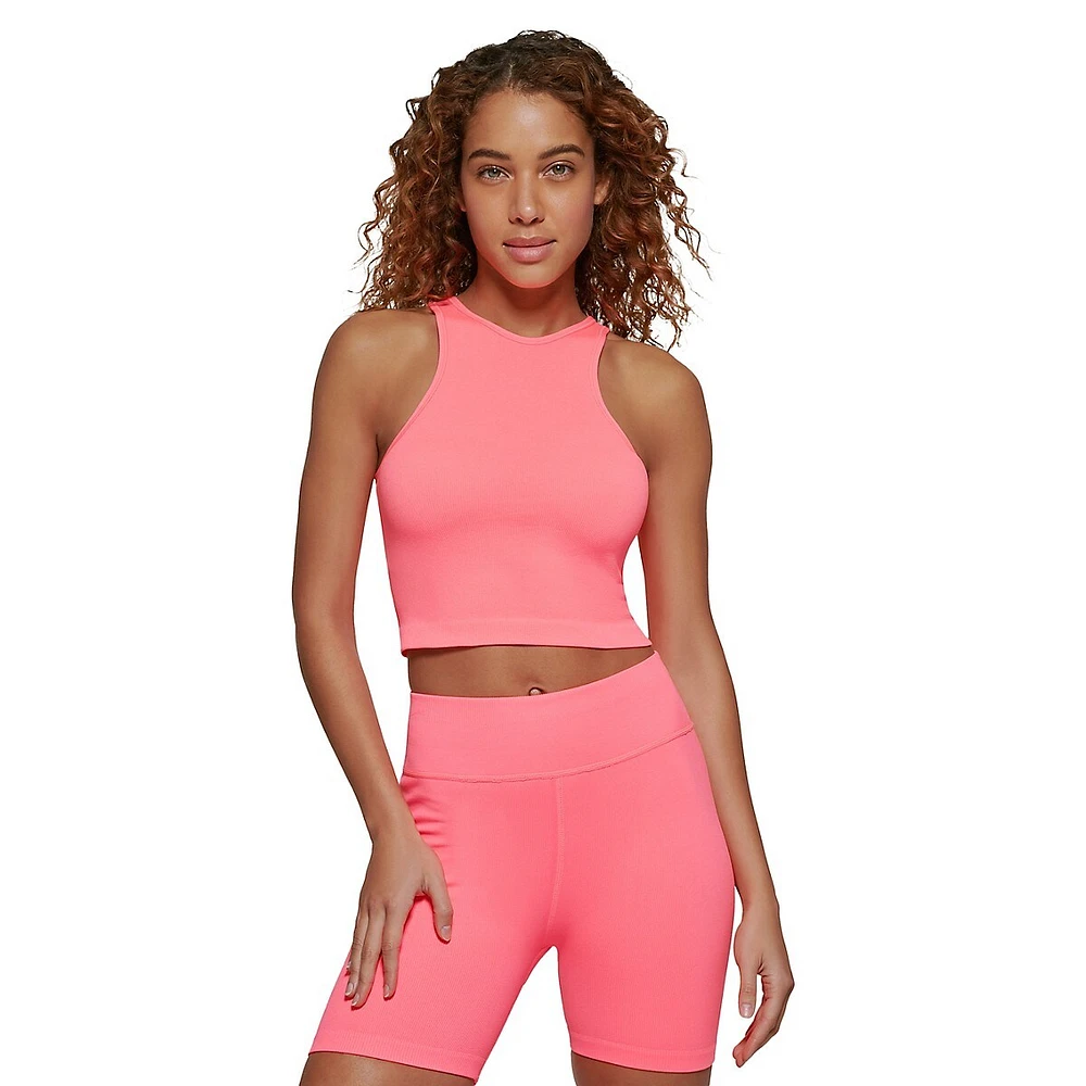 Thin Rib Highneck Crop Top