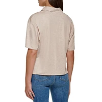 Boxy Johnny-Collar Shirt