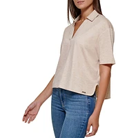 Boxy Johnny-Collar Shirt