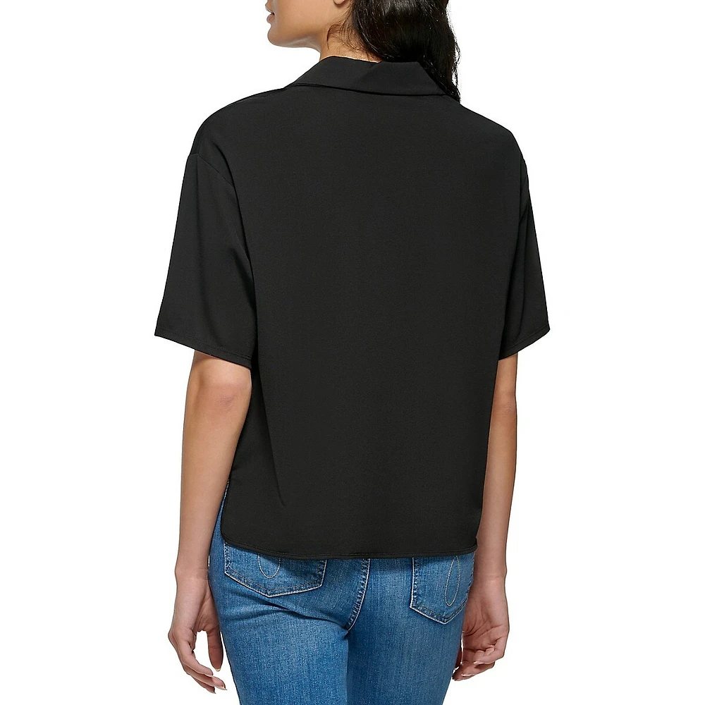 Boxy Johnny-Collar Shirt