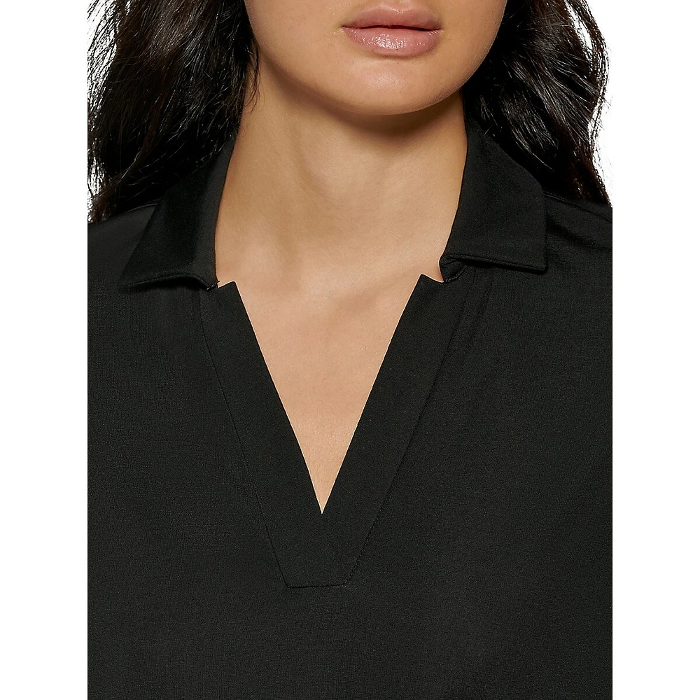 Boxy Johnny-Collar Shirt