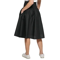 Wide Ribbed-Waist A-Line Skirt