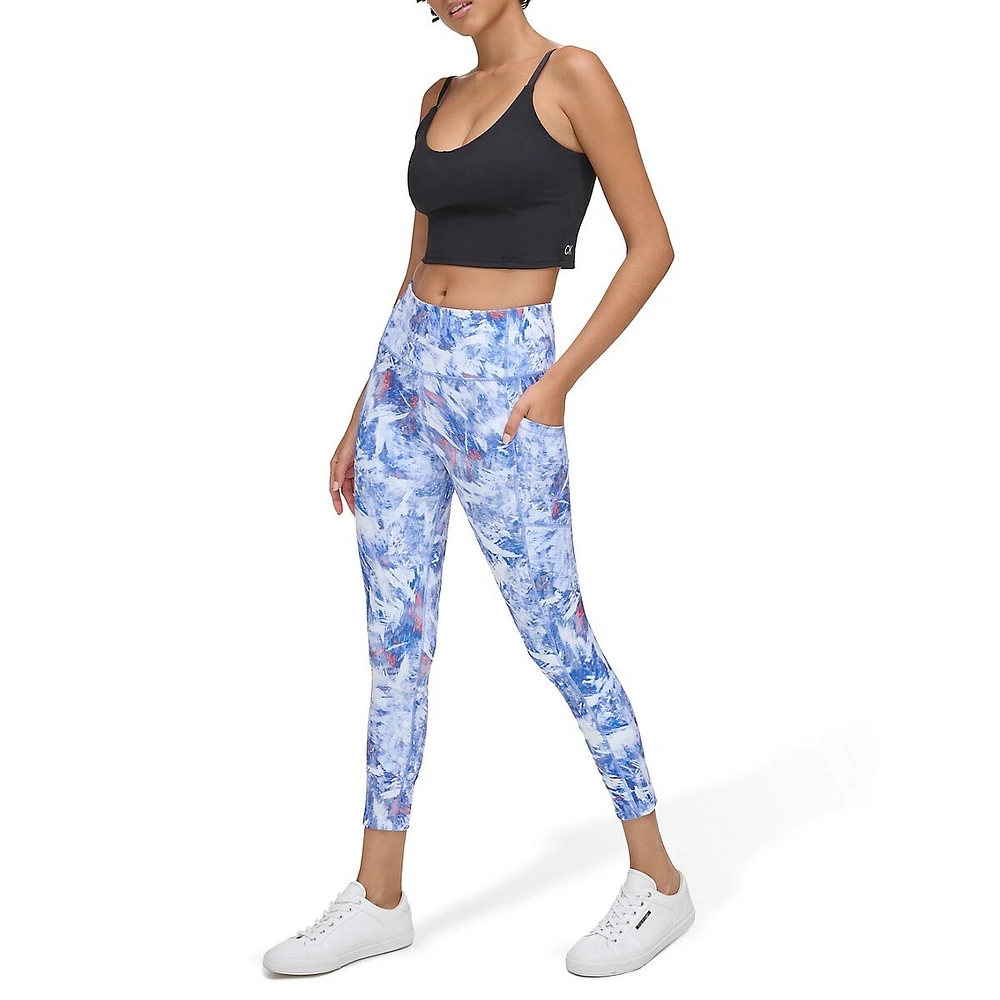 Printed High-Waist Cropped Tights