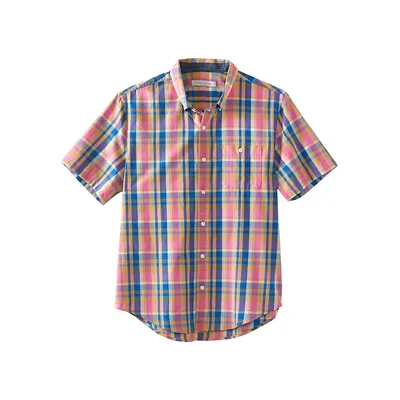 Chemise à manches courtes en coton biologique motif carreaux Madras Atlantic Shirting