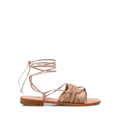 Cami Huarache Leather Wrap Sandal Flats