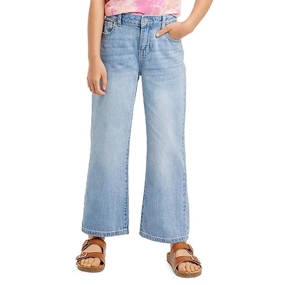 Girl's Mid-Rise Wide-Leg Crop Jeans