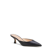 Renn Leather Kitten-Heel Mule Sandals
