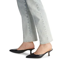 Renn Leather Kitten-Heel Mule Sandals