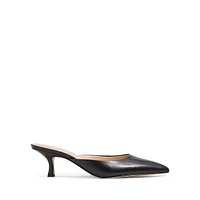 Renn Leather Kitten-Heel Mule Sandals