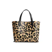 Leopard-Print Leather Willow Tote