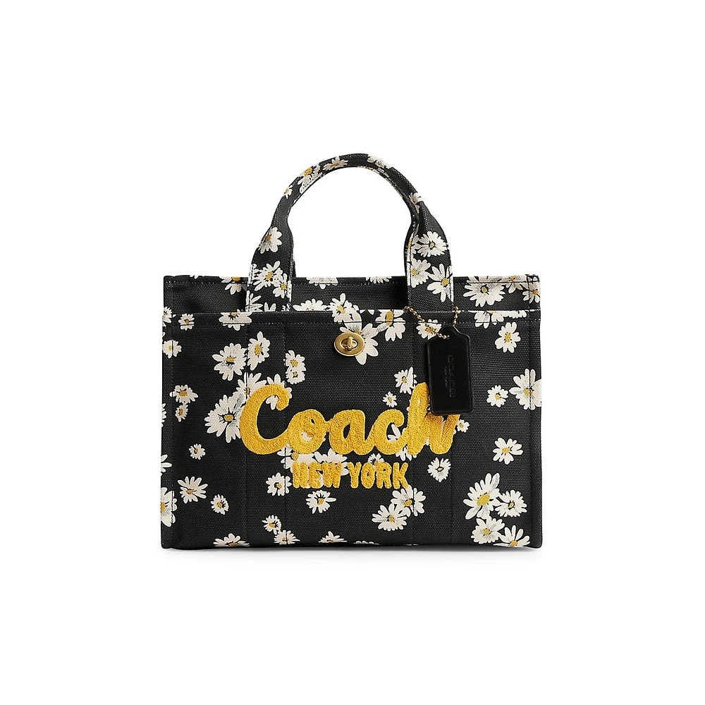 Floral-Printed Canvas Cargo Tote