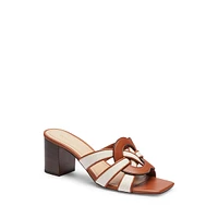 Nikki Signature C Leather & Canvas Slide Sandals