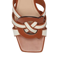 Nikki Signature C Leather & Canvas Slide Sandals