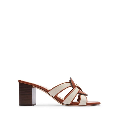 Nikki Signature C Leather & Canvas Slide Sandals