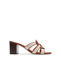 Nikki Signature C Leather & Canvas Slide Sandals