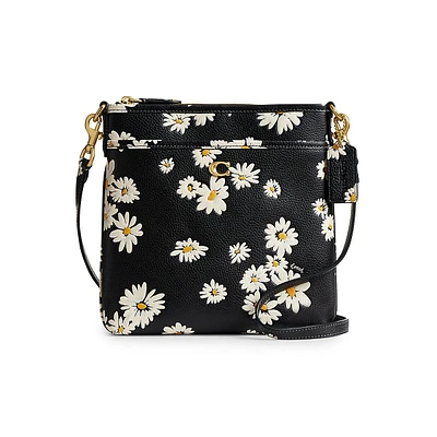 Floral-Printed Leather Kitt Messenger Crossbody