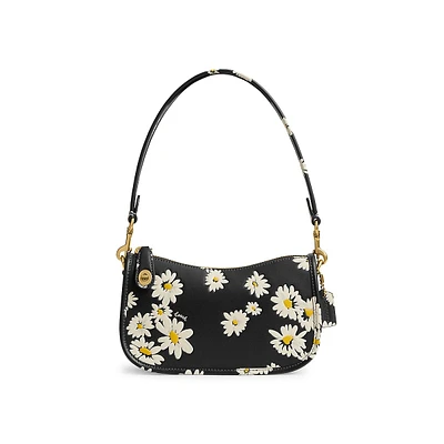 Floral-Printed Leather Swinger Bag 20