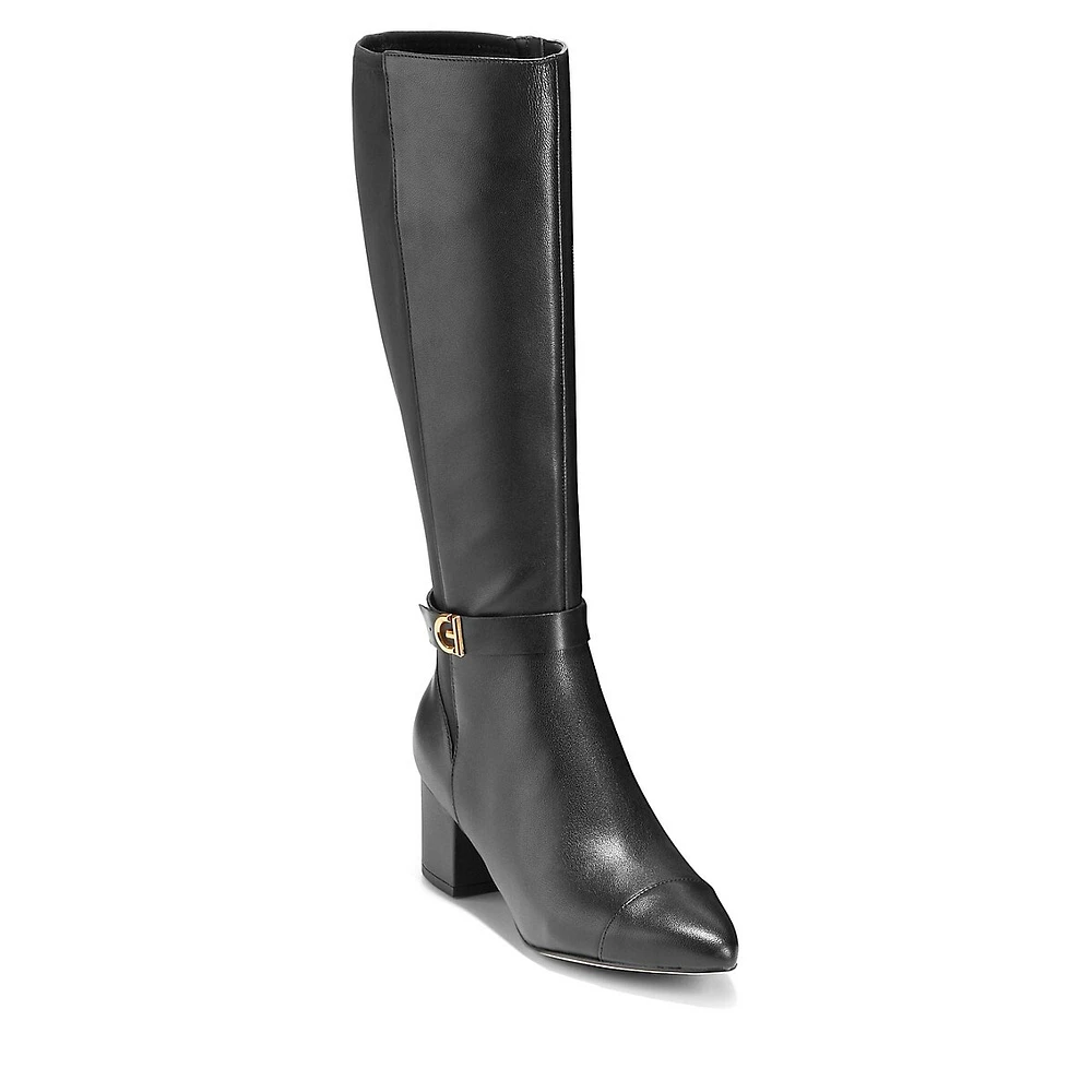 Elena Point-Toe Block-Heel Tall Boots