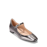 Bridge Croc-Embossed Leather Mary-Jane Flats