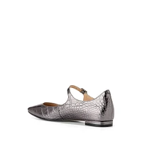 Bridge Croc-Embossed Leather Mary-Jane Flats