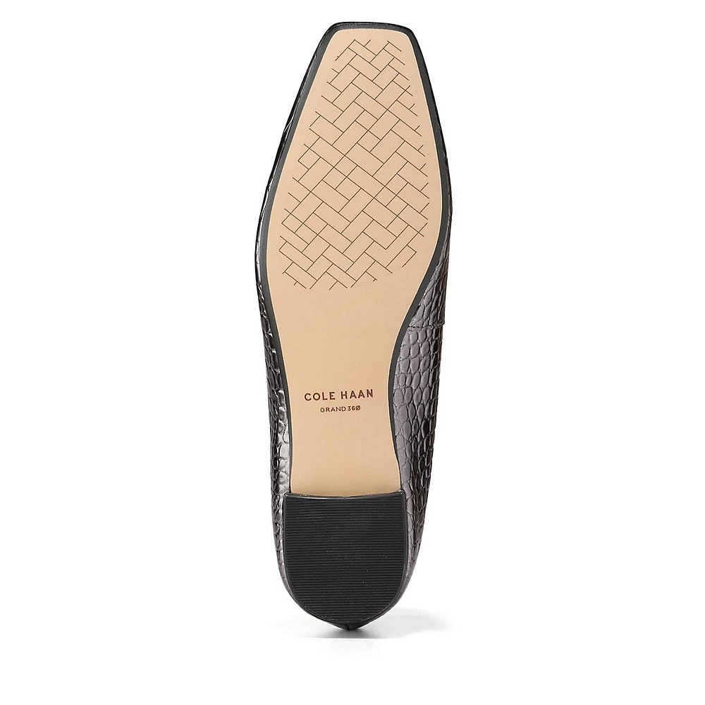 Bridge Croc-Embossed Leather Mary-Jane Flats