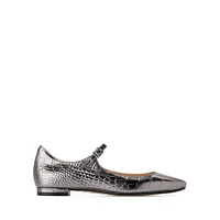 Bridge Croc-Embossed Leather Mary-Jane Flats