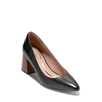 Cassandra Block-Heel Leather Pumps