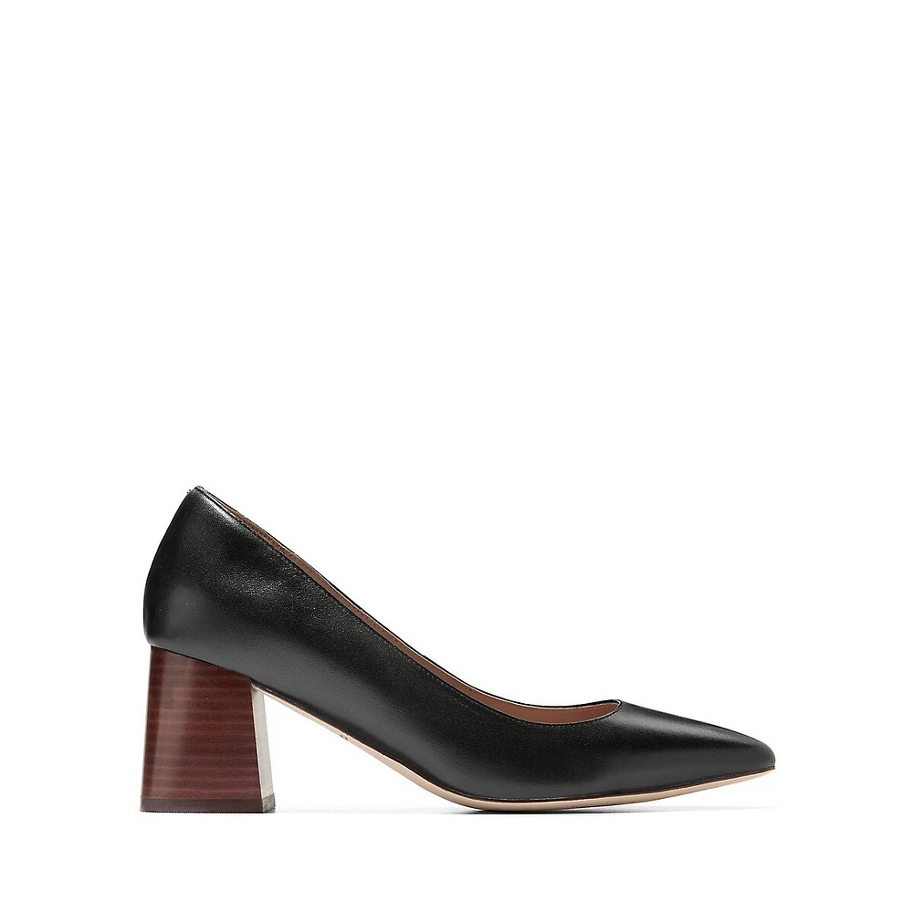 Cassandra Block-Heel Leather Pumps