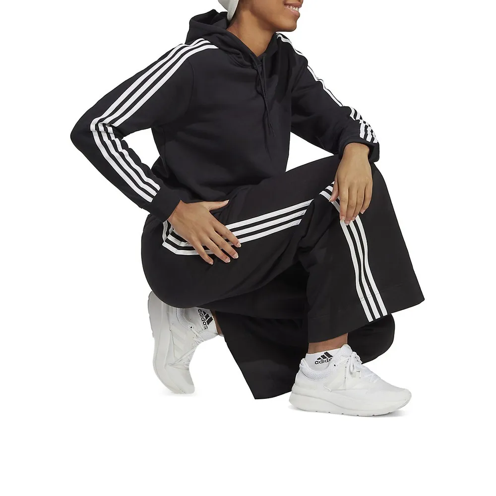 Essentials 3-Stripes French Terry Cropped Hoodie