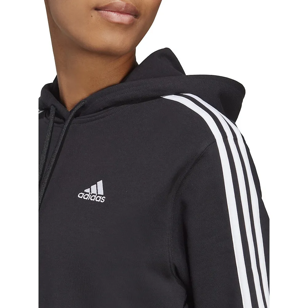 Essentials 3-Stripes French Terry Cropped Hoodie