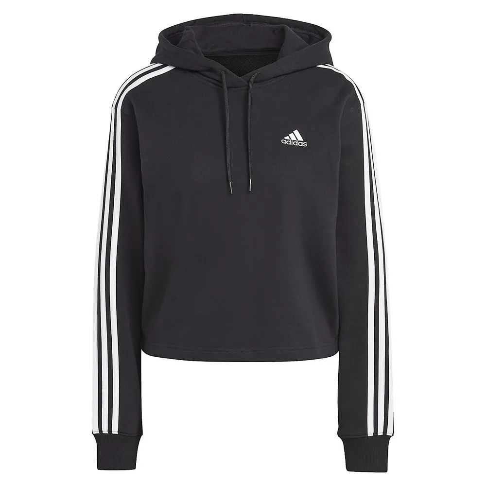 Essentials 3-Stripes French Terry Cropped Hoodie