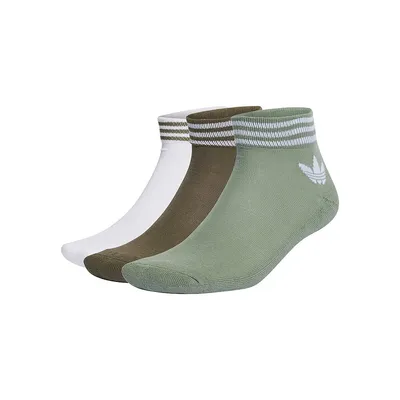 Men's 3-Pair 3-Stripes and Trefoil Logo Ankle Socks Pack