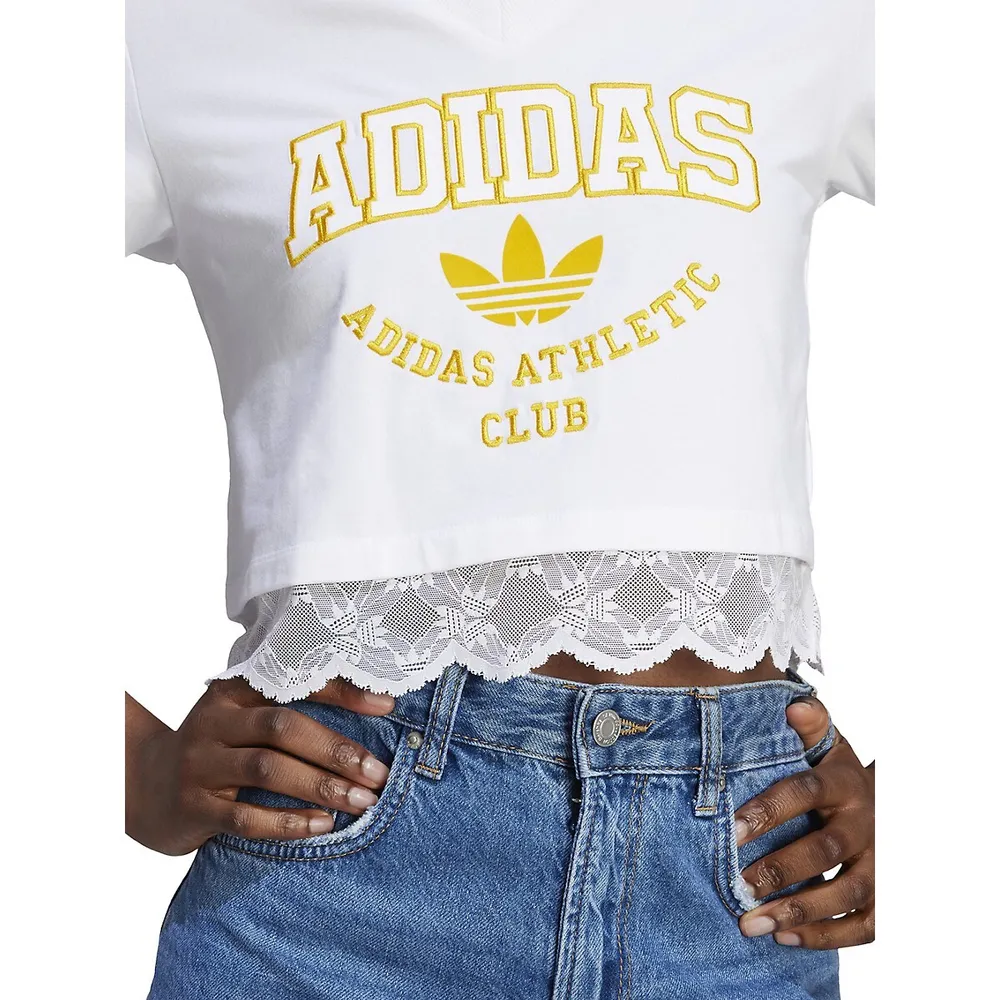 Lace-Trimmed Crop T-Shirt