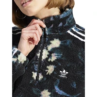 Allover Print Flower Fleece Jacket