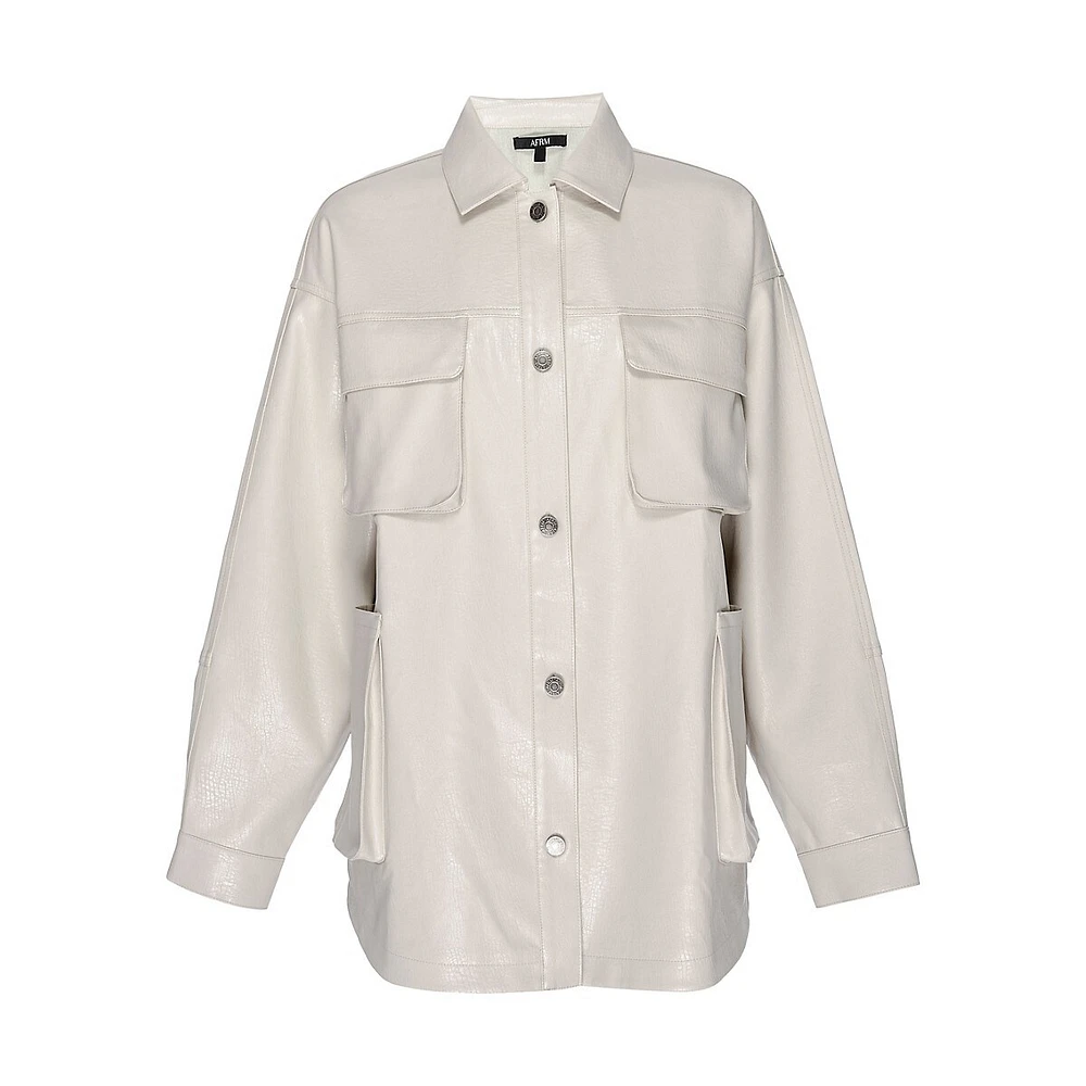 Veste-chemise ample en polyuréthanne à poche cargo Bruno