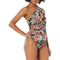 Kim One-Shouldered Cutout Floral Bodysuit