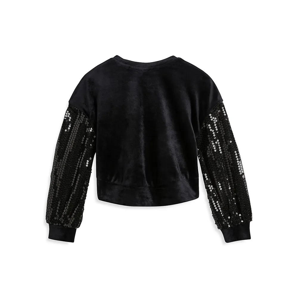 Little Girl's Sequin & Velour Sweatshirt