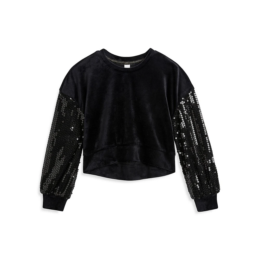 Little Girl's Sequin & Velour Sweatshirt