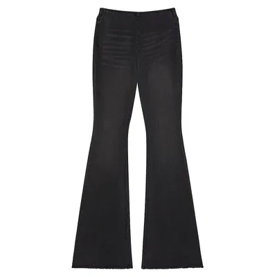 Frayed-Hem Pull-On Jeans