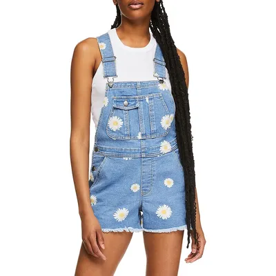 Relaxed Denim Discharge Printed Shortall