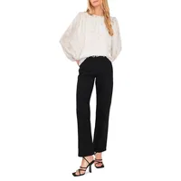 Balloon-Sleeve Dotted Blouse
