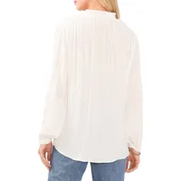 Split V-Neck Long-Sleeve Blouse