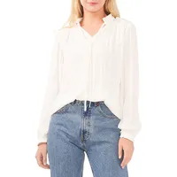 Split V-Neck Long-Sleeve Blouse