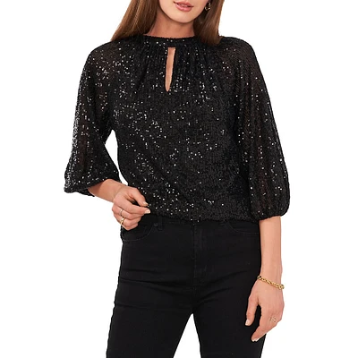 Sequined Raglan-Sleeve Top