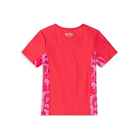 Girl's Short Sleeve Printed Splice Rashguard