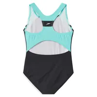 Maillot de bain une pièce deux couleurs ajouré à dos nageur Active Rec Infinity pour fille