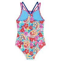 Girl's Printed Strappy One-Piece Swimsuit