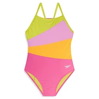 Girl's Radiating Splice One-Piece Swimsuit