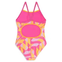 Girl's Active Rec Print Propel-Back One-Piece Swimsuit